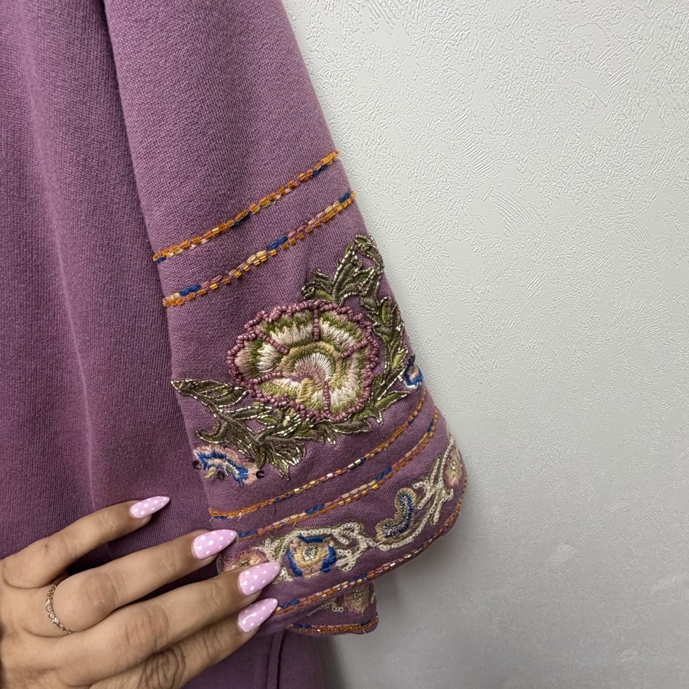 Aratta Juliette Embellished French Terry Kimono One Size Floral Boho‎ Hippie - Picture 6 of 13